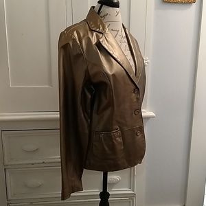 Dialogue bronze colored leather jacket Sz L
